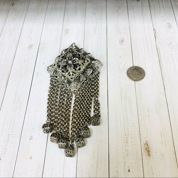 VTG Filigree Floral Dangle Brooch - Picture 1 of 2